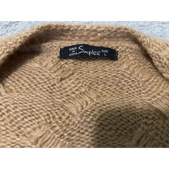 Simplee Apparel Women’s Long Sleeve Chunky Knit Cozy Sweater Tan Medium - Picture 13 of 14